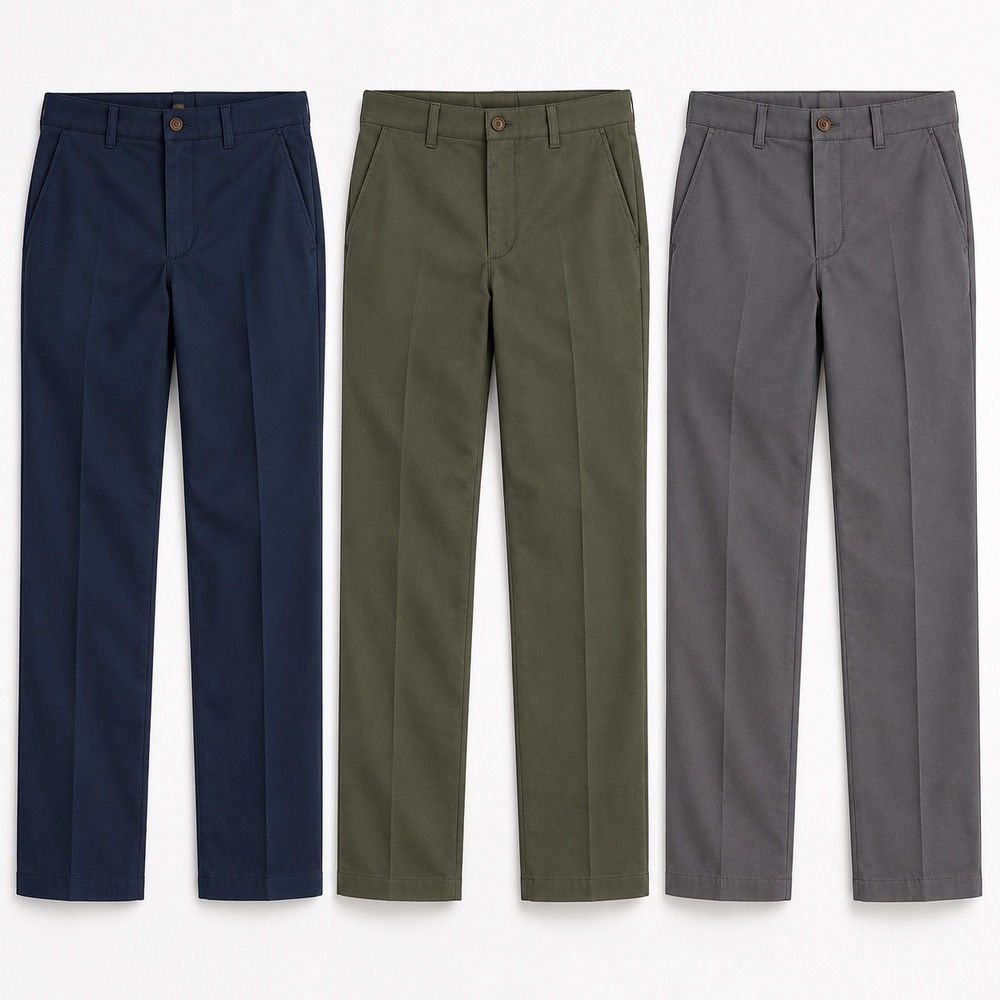 Lands End Chino Pants Mens 34x34 LOT 3 Traditional Fit No Iron Twill Preppy NEW